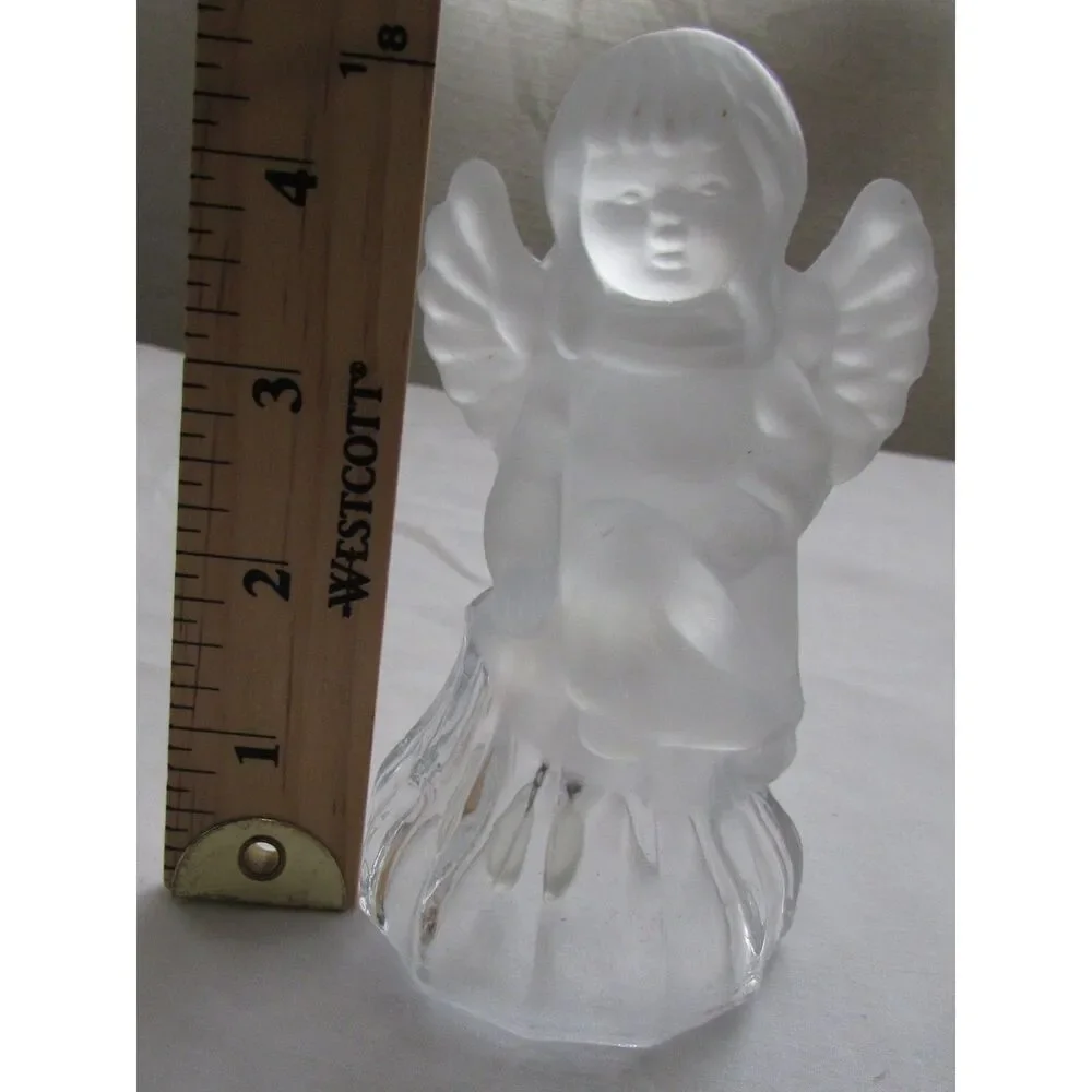 Frosted Angel bell clear glass church Christmas